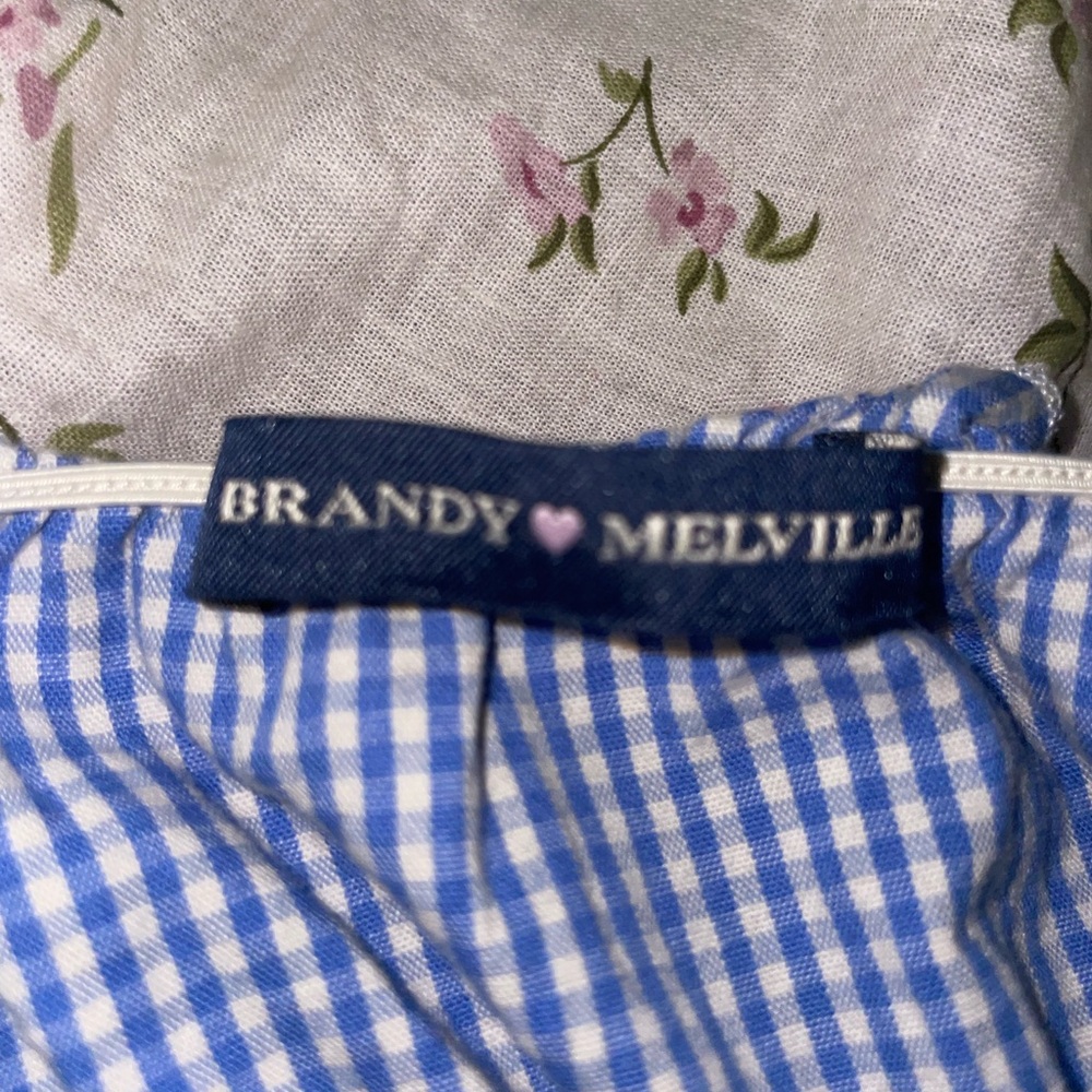 Brandy Melville Blue Gingham Button Down Top - Picture 3 of 3